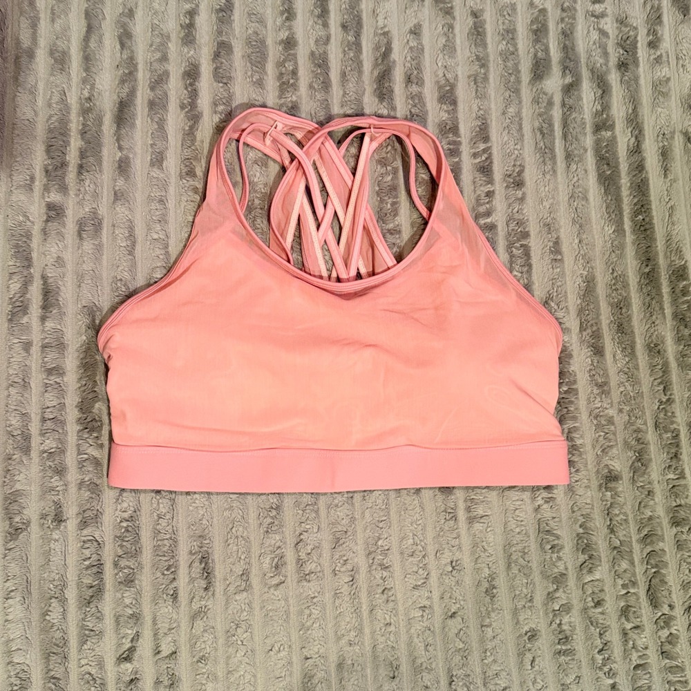 Fabletics Pink Strappy Back Mesh Sports Bra XXL 1X BA2045971-7532-17070